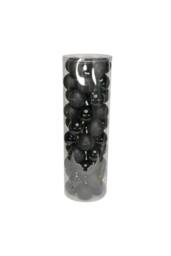 KDMD 48 Black Baubles in MattShiny & Glitter Finish 10cm