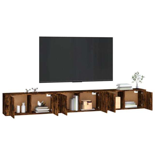 Berkfield Home Classic Wall-mounted TV Cabinets 3 pcs Smoked Oak 100x34.5x40 cm in Brown - image 1