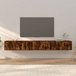 Berkfield Home Classic Wall-mounted TV Cabinets 3 pcs Smoked Oak 100x34.5x40 cm in Brown - thumbnail 2