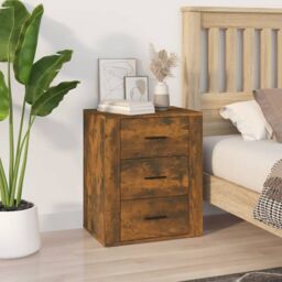 Berkfield Home Bedside Cabinet Smoked Oak 50x36x60 cm Engineered Wood in Brown - Size: 50 x 36 x 60 cm - thumbnail 1