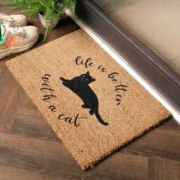 Artsy Mats Life Is Better With A Cat Doormat (60 x 40cm) in Brown - Size: 40 cm x 60 cm - thumbnail 2