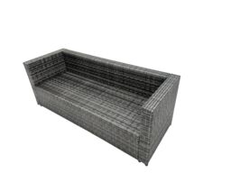 Fimous 8-seater Patio Coffee Table Sofa Set with Side Table 2 Big Footstools in Dark Grey - thumbnail 5