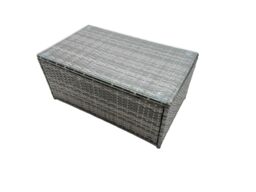 Fimous 8-seater Patio Coffee Table Sofa Set with Side Table 2 Big Footstools in Dark Grey - thumbnail 3