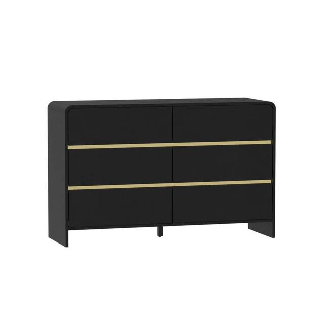 Melody Maison Black 6 Drawer Chest Of Drawers - Meridian Black Range - image 1