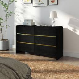 Melody Maison Black 6 Drawer Chest Of Drawers - Meridian Black Range - thumbnail 4