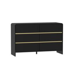 Melody Maison Black 6 Drawer Chest Of Drawers - Meridian Black Range - thumbnail 1