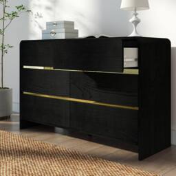 Melody Maison Black 6 Drawer Chest Of Drawers - Meridian Black Range - thumbnail 6