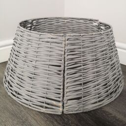 Samuel Alexander 48/70cm KD Willow Christmas Tree Skirt Wicker Rattan- Large Light Grey - thumbnail 2