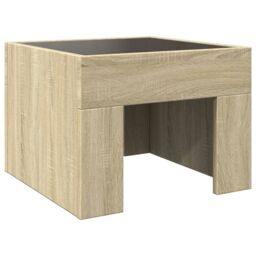 Berkfield Home Bedside Table with Infinity LED Sonoma Oak 40x40x30 cm in Brown - Size: 40 x 40 x 30 cm - thumbnail 6