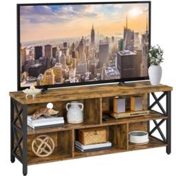 Havendro TV Stand for 65 In TVs, Large Media Entertainment Center in Brown - thumbnail 2