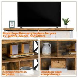 Havendro TV Stand for 65 In TVs, Large Media Entertainment Center in Brown - thumbnail 4