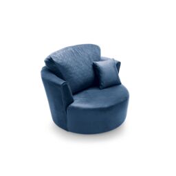 Abakus Direct Chicago Spill-Proof Velvet Swivel Chair in Dark Blue - thumbnail 6