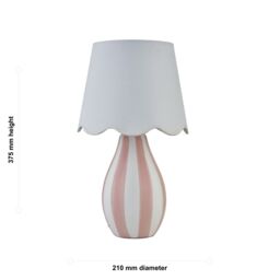 First Choice Lighting Connie - Pink & White Stripe Ceramic Table Lamp with Scalloped Shade - thumbnail 6