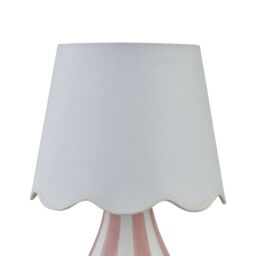 First Choice Lighting Connie - Pink & White Stripe Ceramic Table Lamp with Scalloped Shade - thumbnail 3