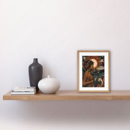 "Artery8 Wall Art Print Gaia Mother Nature Modern Art Nouveau Folk Artwork Framed 9X7 Inch in Beige - Size: W7"" x H9""" - thumbnail 2