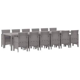 Berkfield Home Modern 13 Piece Garden Dining Set with Cushions Light Grey Poly Rattan - thumbnail 3