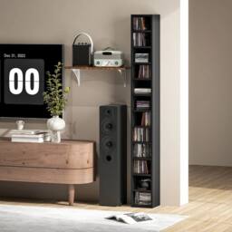 FORGEVIO 204 CD Storage Tower, Tall Storage Tower with 12 Tiers, Black - thumbnail 3