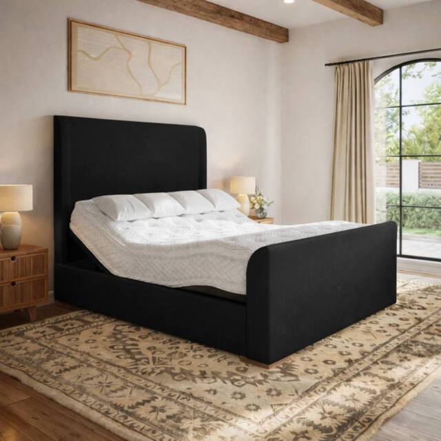 PARADISE BEDS LTD Ortho Lift Electric Adjustable Bed Set With Mattress & Headboard in Black - Size: Single - image 1