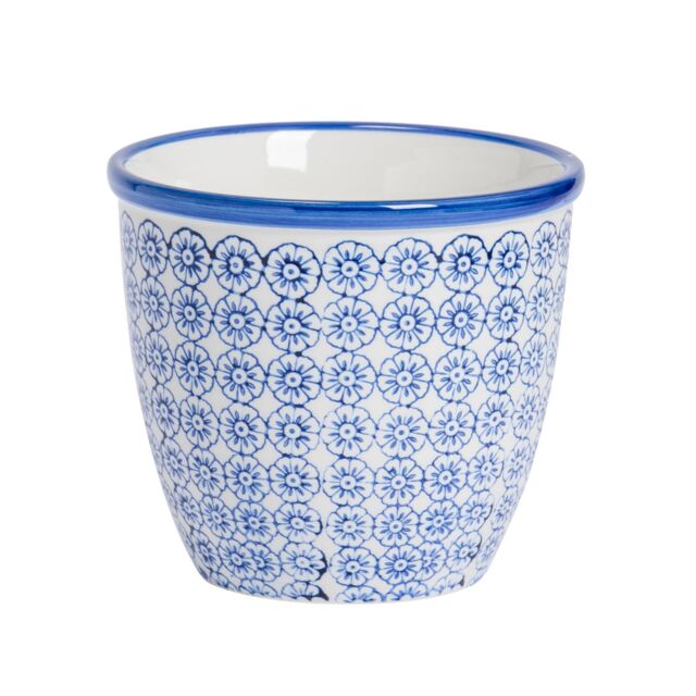 Nicola Spring Hand-Printed Plant Pot - 14cm in Navy - image 1
