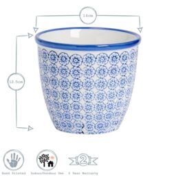 Nicola Spring Hand-Printed Plant Pot - 14cm in Navy - thumbnail 3