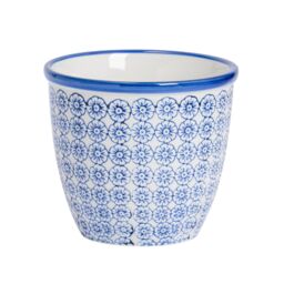 Nicola Spring Hand-Printed Plant Pot - 14cm in Navy - thumbnail 1