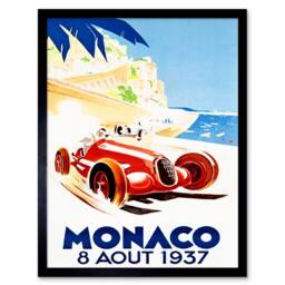 "Wee Blue Coo Racing Car Monaco 1937 Grand Prix Home Decor 12x16"" Framed Art Print in Blue - Size: W12"" x H16""" - thumbnail 1