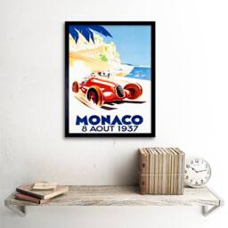 "Wee Blue Coo Racing Car Monaco 1937 Grand Prix Home Decor 12x16"" Framed Art Print in Blue - Size: W12"" x H16""" - thumbnail 2