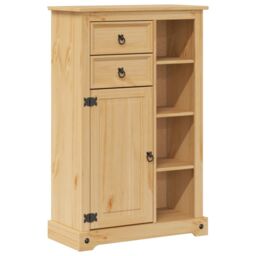 Berkfield Home Bathroom Cabinet Corona 70x33x110 cm Solid Wood Pine in Brown - Size: 70 x 33 x 110 cm - thumbnail 2