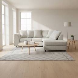 Abakus Direct Jumbo Chenille Corner Right Sofa with Plush Chaise Extension in White - thumbnail 3