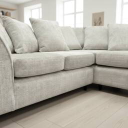 Abakus Direct Jumbo Chenille Corner Right Sofa with Plush Chaise Extension in White - thumbnail 6
