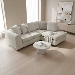 Abakus Direct Jumbo Chenille Corner Right Sofa with Plush Chaise Extension in White - thumbnail 5