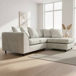 Abakus Direct Jumbo Chenille Corner Right Sofa with Plush Chaise Extension in White - thumbnail 2