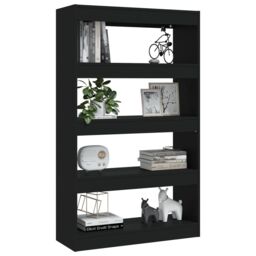 Berkfield Home Book Cabinet/Room Divider Black 80x30x135 cm Engineered Wood - Size: 80 x 30 x 135 cm - thumbnail 4
