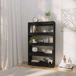 Berkfield Home Book Cabinet/Room Divider Black 80x30x135 cm Engineered Wood - Size: 80 x 30 x 135 cm - thumbnail 3