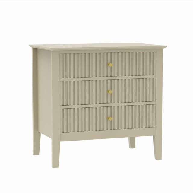 Melody Maison Wide 3 Drawer Chest Of Drawers & Pair Of Large Bedside Tables - Hales Taupe Range in Beige - image 1