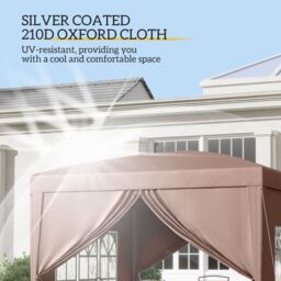 OUTSUNNY 3mx3m Pop Up Gazebo Party Tent Canopy Marquee with Storage Bag in Brown - thumbnail 5