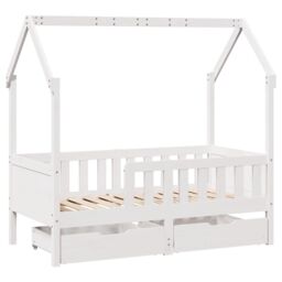 Berkfield Home Kids Bed Frame with Drawers without Mattress 80x160 cm Solid Wood in White - thumbnail 3