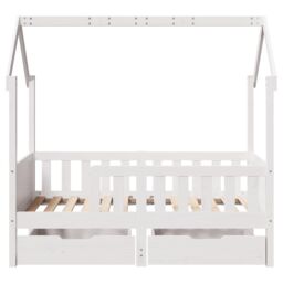 Berkfield Home Kids Bed Frame with Drawers without Mattress 80x160 cm Solid Wood in White - thumbnail 4