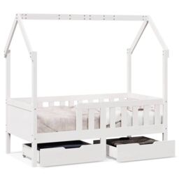 Berkfield Home Kids Bed Frame with Drawers without Mattress 80x160 cm Solid Wood in White - thumbnail 2