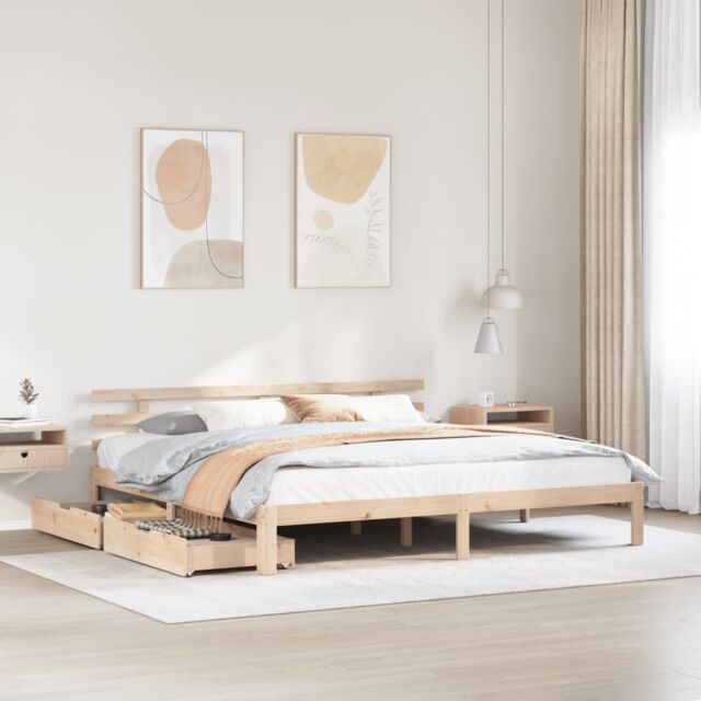 Berkfield Home Bed Frame with Drawers without Mattress 180x200 cm Super King in Brown - image 1