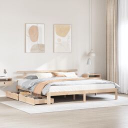 Berkfield Home Bed Frame with Drawers without Mattress 180x200 cm Super King in Brown - thumbnail 1