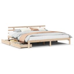 Berkfield Home Bed Frame with Drawers without Mattress 180x200 cm Super King in Brown - thumbnail 2