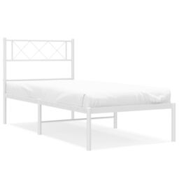 Berkfield Home Metal Bed Frame with Headboard White 80x200 cm - thumbnail 2