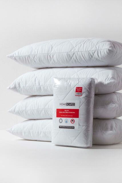 Homescapes Cotton Rich Quilted Pillow Protectors 40 x 80 cm, Pack of 4 in White - Size: 40 x 80 cm - image 1