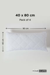 Homescapes Cotton Rich Quilted Pillow Protectors 40 x 80 cm, Pack of 4 in White - Size: 40 x 80 cm - thumbnail 2