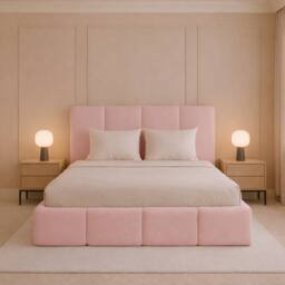Desire Deco Monaco Upholsered Plush Velvet Ottoman Storage Bed Frame in Pink - Size: King - thumbnail 2