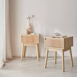 sweeek Wood Decor 1 Drawer Bedside Table (set Of 2) in Light Brown - thumbnail 4