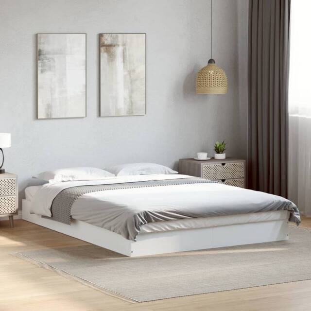 Berkfield Home Bed Frame without Mattress White 135x190 cm Double Engineered Wood - image 1