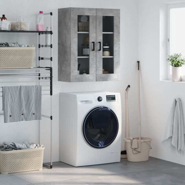 Berkfield Home Wall Mounted Cabinet Concrete Grey 69.5x34x90 cm - image 1