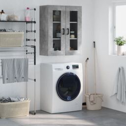 Berkfield Home Wall Mounted Cabinet Concrete Grey 69.5x34x90 cm - thumbnail 1